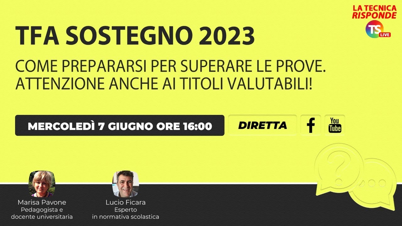 Tfa sostegno 2023, le tematiche delle prove e la graduatoria